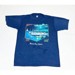 Vintage 80s Monterey Bay Area Shirt Blue California Ocean Single Stitch